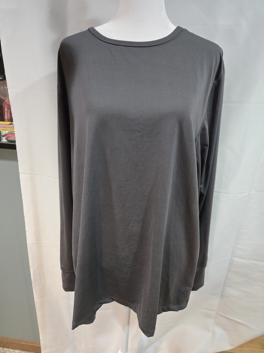 Alfani Charcoal Long Sleeve Crewneck Top Xl Mens.